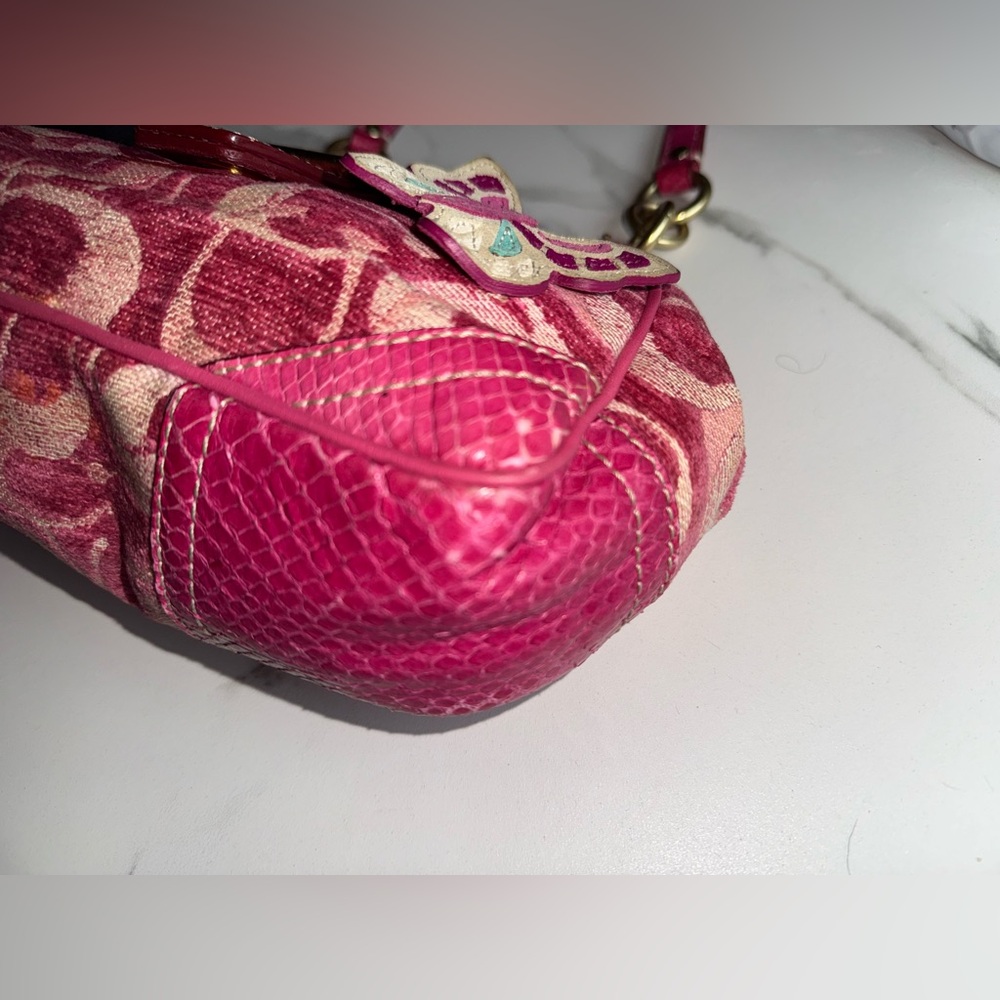 Coach Signature Pink Chenille Python Collector’s Satchel Rare #8F50 - Picture 4 of 7